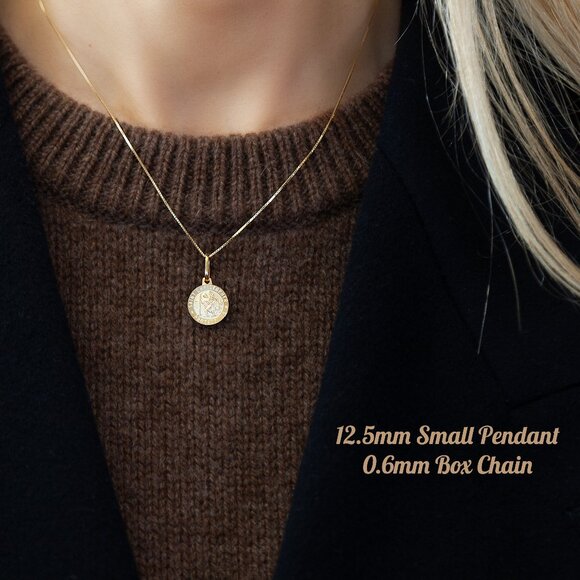 Authentic 10K Solid Yellow Gold Saint Christopher Pendant Necklace Stamped 10K - Picture 4 of 4